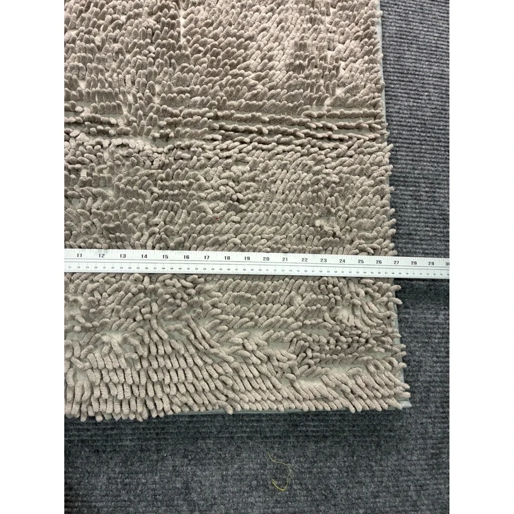 Chenille Microfiber Plush Bath Runner Rug Taupe Tan Shaggy 27x54 Bathroom Mat